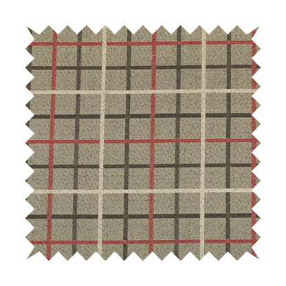 Clifton Red Brown White Colour Tartan Scottish Pattern Soft Touch Wool Effect Furnishing Fabric CTR-844 - Made To Measure Curtains