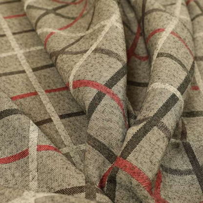 Clifton Red Brown White Colour Tartan Scottish Pattern Soft Touch Wool Effect Furnishing Fabric CTR-844 - Roman Blinds