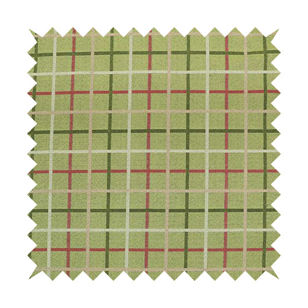 Clifton Green Colour Tartan Scottish Pattern Soft Touch Wool Effect Furnishing Fabric CTR-845 - Made To Measure Curtains