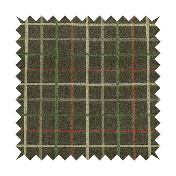 Clifton Brown Green Red Colour Tartan Scottish Pattern Soft Touch Wool Effect Furnishing Fabric CTR-846 - Made To Measure Curtains