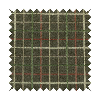 Clifton Brown Green Red Colour Tartan Scottish Pattern Soft Touch Wool Effect Furnishing Fabric CTR-846 - Made To Measure Curtains