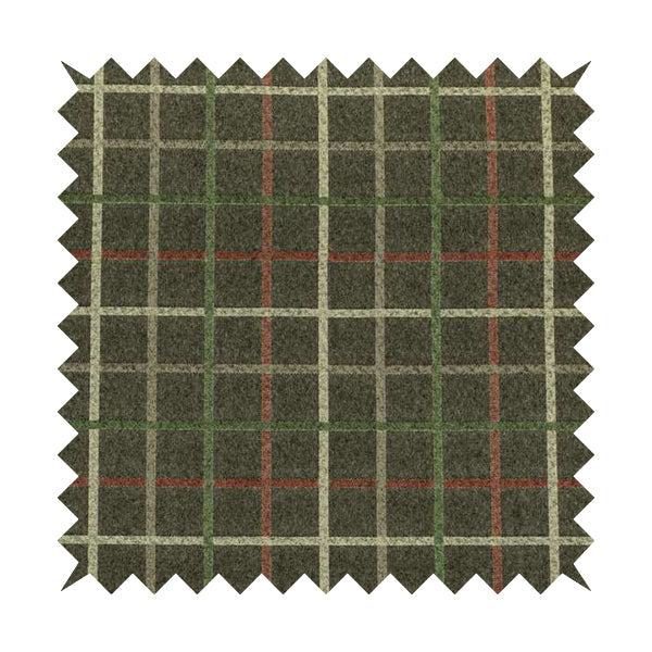 Clifton Brown Green Red Colour Tartan Scottish Pattern Soft Touch Wool Effect Furnishing Fabric CTR-846
