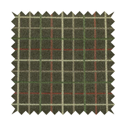 Clifton Brown Green Red Colour Tartan Scottish Pattern Soft Touch Wool Effect Furnishing Fabric CTR-846