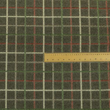 Clifton Brown Green Red Colour Tartan Scottish Pattern Soft Touch Wool Effect Furnishing Fabric CTR-846 - Made To Measure Curtains