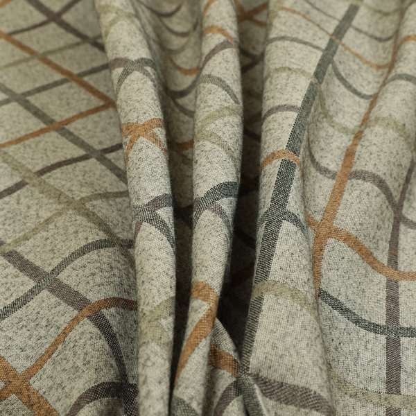 Clifton Grey Orange Colour Tartan Scottish Pattern Soft Touch Wool Effect Furnishing Fabric CTR-848