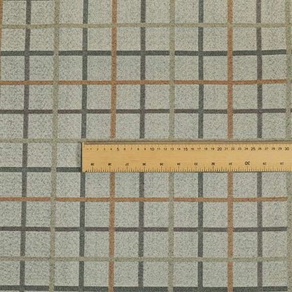 Clifton Grey Orange Colour Tartan Scottish Pattern Soft Touch Wool Effect Furnishing Fabric CTR-848 - Roman Blinds
