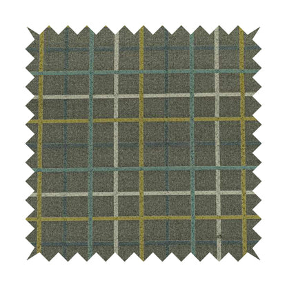 Clifton Grey Blue Yellow Colour Tartan Scottish Pattern Soft Touch Wool Effect Furnishing Fabric CTR-849 - Roman Blinds