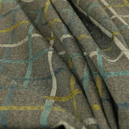 Clifton Grey Blue Yellow Colour Tartan Scottish Pattern Soft Touch Wool Effect Furnishing Fabric CTR-849 - Roman Blinds