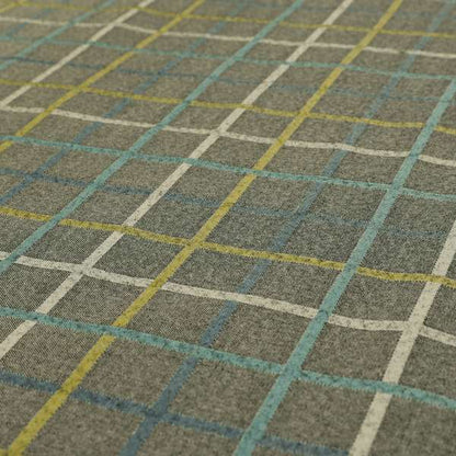 Clifton Grey Blue Yellow Colour Tartan Scottish Pattern Soft Touch Wool Effect Furnishing Fabric CTR-849 - Made To Measure Curtains