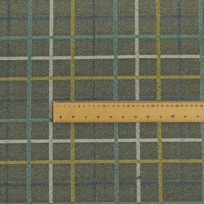 Clifton Grey Blue Yellow Colour Tartan Scottish Pattern Soft Touch Wool Effect Furnishing Fabric CTR-849 - Roman Blinds