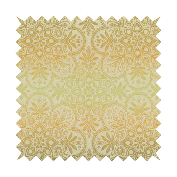 In Bloom Colourful Blossom Modern Pattern Green Orange Chenille Upholstery Fabric CTR-850 - Roman Blinds