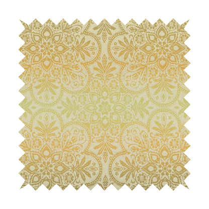 In Bloom Colourful Blossom Modern Pattern Green Orange Chenille Upholstery Fabric CTR-850 - Made To Measure Curtains