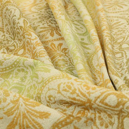 In Bloom Colourful Blossom Modern Pattern Green Orange Chenille Upholstery Fabric CTR-850 - Roman Blinds