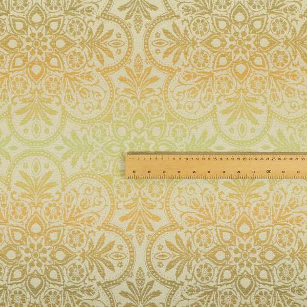 In Bloom Colourful Blossom Modern Pattern Green Orange Chenille Upholstery Fabric CTR-850 - Roman Blinds