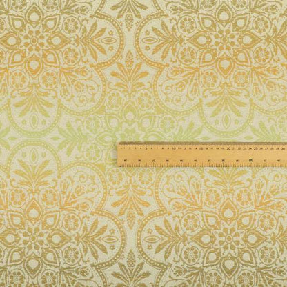 In Bloom Colourful Blossom Modern Pattern Green Orange Chenille Upholstery Fabric CTR-850 - Made To Measure Curtains