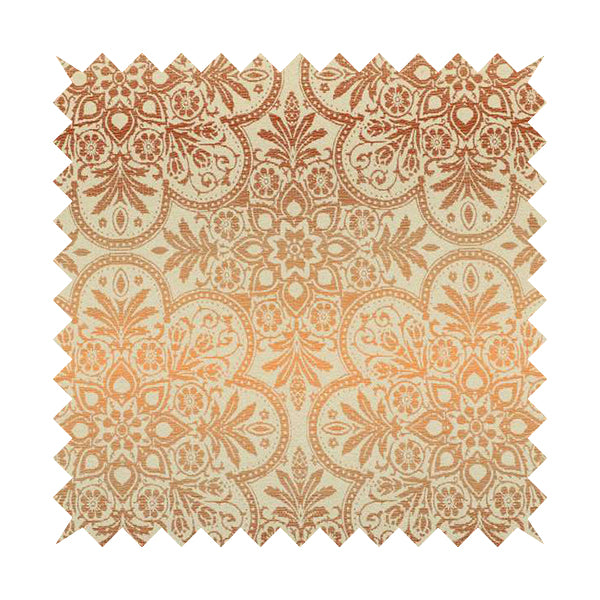 In Bloom Colourful Blossom Modern Pattern Orange Chenille Upholstery Fabric CTR-853 - Made To Measure Curtains