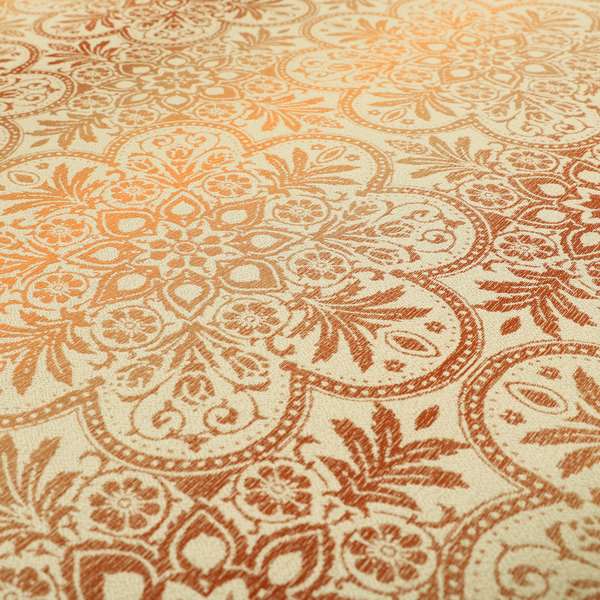 In Bloom Colourful Blossom Modern Pattern Orange Chenille Upholstery Fabric CTR-853 - Made To Measure Curtains