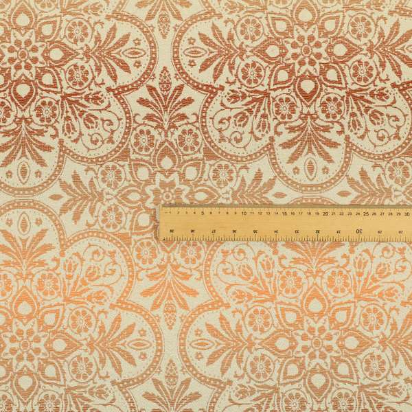 In Bloom Colourful Blossom Modern Pattern Orange Chenille Upholstery Fabric CTR-853 - Made To Measure Curtains