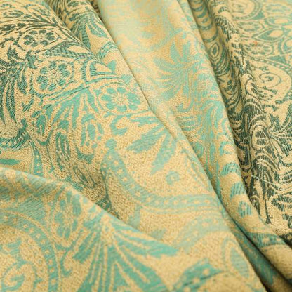 In Bloom Colourful Blossom Modern Pattern Blue Teal Chenille Upholstery Fabric CTR-854 - Made To Measure Curtains