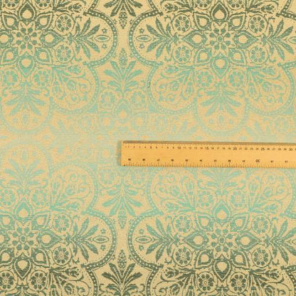 In Bloom Colourful Blossom Modern Pattern Blue Teal Chenille Upholstery Fabric CTR-854 - Roman Blinds