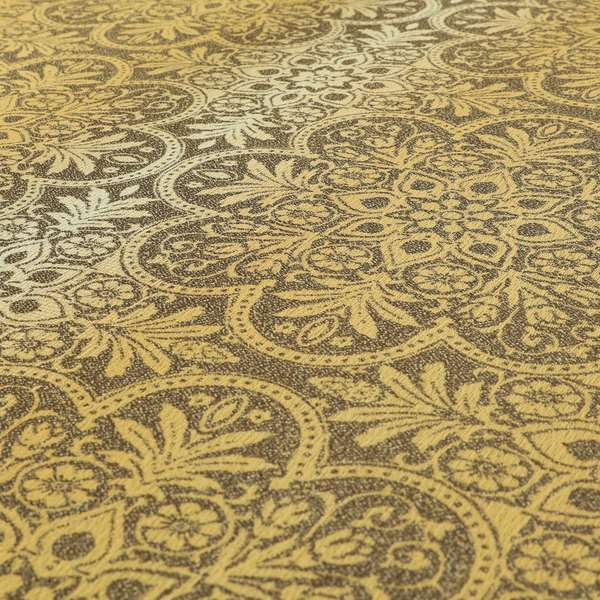 In Bloom Colourful Blossom Modern Pattern Brown Yellow Chenille Upholstery Fabric CTR-856 - Roman Blinds