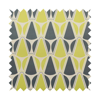 Freedom Printed Velvet Fabric Collection Geometric Pattern In Grey Green Colour Upholstery Fabric CTR-86 - Made To Measure Curtains