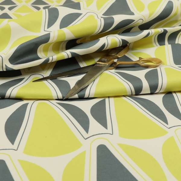 Freedom Printed Velvet Fabric Collection Geometric Pattern In Grey Green Colour Upholstery Fabric CTR-86 - Roman Blinds