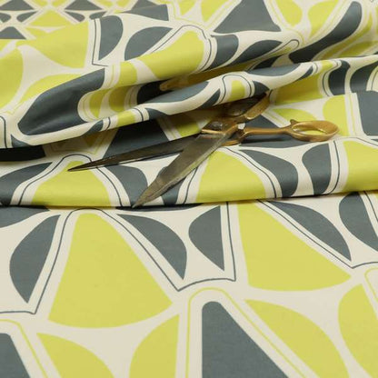 Freedom Printed Velvet Fabric Collection Geometric Pattern In Grey Green Colour Upholstery Fabric CTR-86 - Roman Blinds