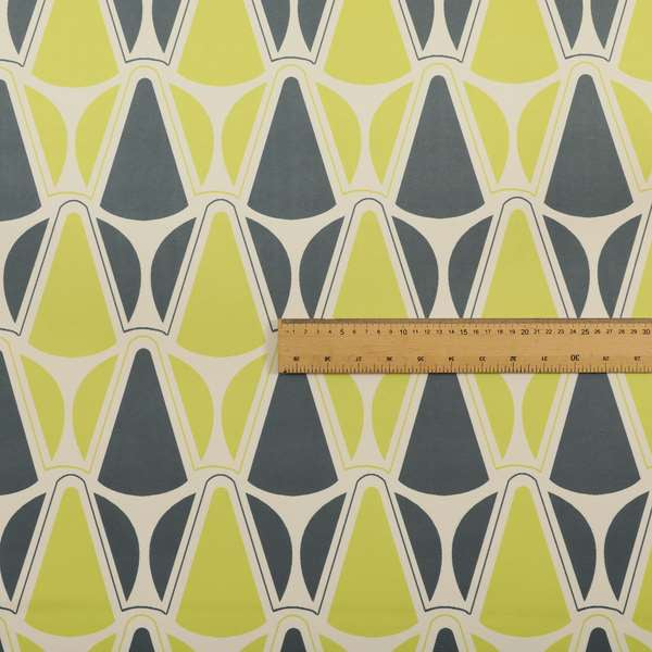 Freedom Printed Velvet Fabric Collection Geometric Pattern In Grey Green Colour Upholstery Fabric CTR-86 - Roman Blinds