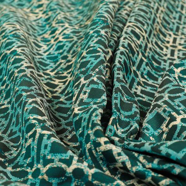 Tiffany Lightweight Modern Geometrical Pattern Small Scale Blue Chenille Upholstery Fabric CTR-861