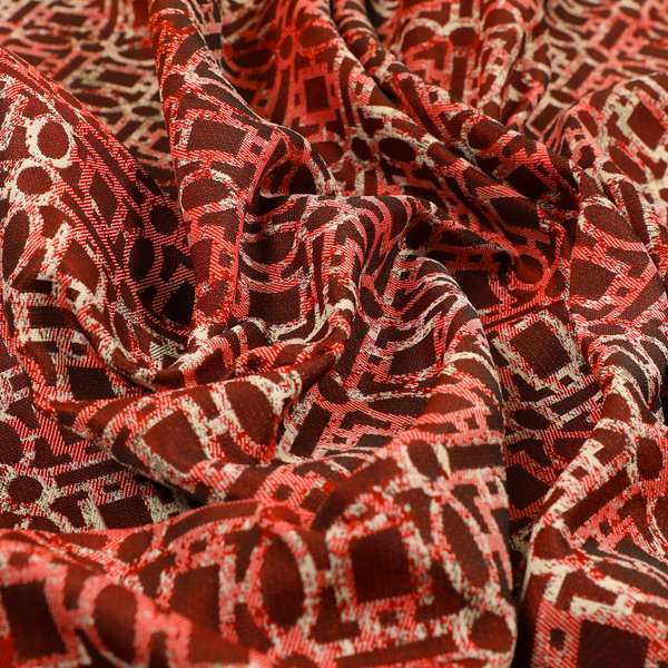 Tiffany Lightweight Modern Geometrical Pattern Small Scale Red Chenille Upholstery Fabric CTR-862 - Handmade Cushions