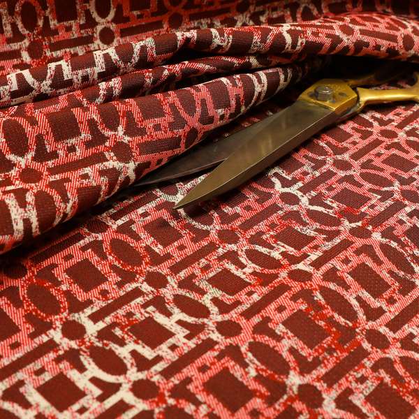 Tiffany Lightweight Modern Geometrical Pattern Small Scale Red Chenille Upholstery Fabric CTR-862 - Roman Blinds