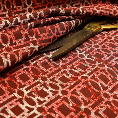 Tiffany Lightweight Modern Geometrical Pattern Small Scale Red Chenille Upholstery Fabric CTR-862 - Made To Measure Curtains