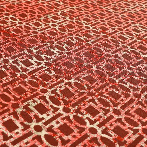 Tiffany Lightweight Modern Geometrical Pattern Small Scale Red Chenille Upholstery Fabric CTR-862 - Handmade Cushions