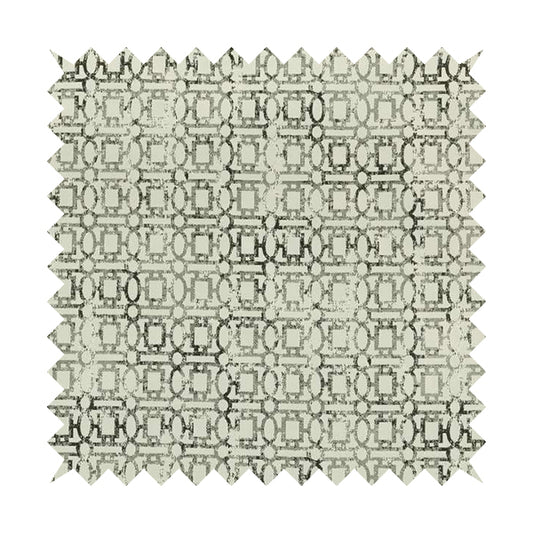Tiffany Lightweight Modern Geometrical Pattern Small Scale Silver Grey Chenille Upholstery Fabric CTR-864