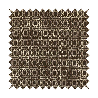 Tiffany Lightweight Modern Geometrical Pattern Small Scale Brown Chenille Upholstery Fabric CTR-865 - Roman Blinds