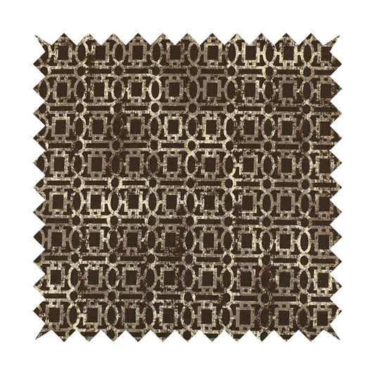 Tiffany Lightweight Modern Geometrical Pattern Small Scale Brown Chenille Upholstery Fabric CTR-865