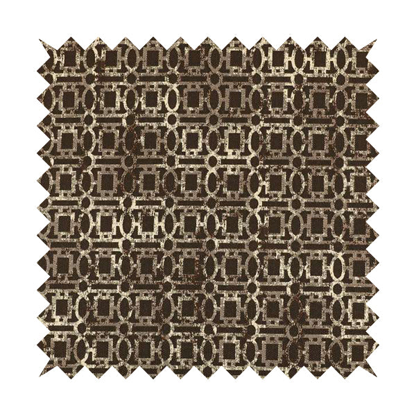 Tiffany Lightweight Modern Geometrical Pattern Small Scale Brown Chenille Upholstery Fabric CTR-865 - Made To Measure Curtains