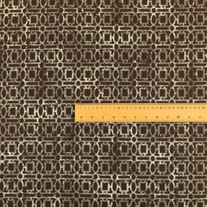 Tiffany Lightweight Modern Geometrical Pattern Small Scale Brown Chenille Upholstery Fabric CTR-865 - Made To Measure Curtains