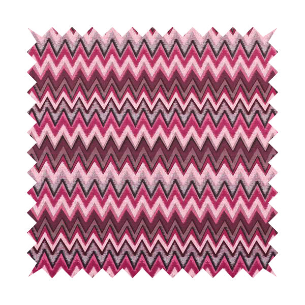 Freedom Printed Velvet Fabric Collection Modern Chevron Striped Pink Purple Colour Upholstery Fabric CTR-87 - Made To Measure Curtains