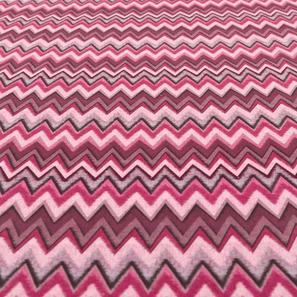 Freedom Printed Velvet Fabric Collection Modern Chevron Striped Pink Purple Colour Upholstery Fabric CTR-87