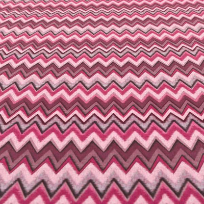 Freedom Printed Velvet Fabric Collection Modern Chevron Striped Pink Purple Colour Upholstery Fabric CTR-87 - Made To Measure Curtains