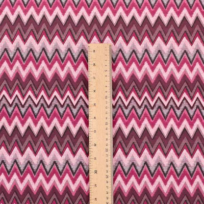 Freedom Printed Velvet Fabric Collection Modern Chevron Striped Pink Purple Colour Upholstery Fabric CTR-87 - Roman Blinds