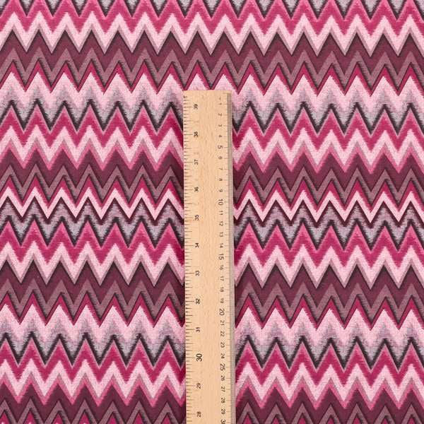 Freedom Printed Velvet Fabric Collection Modern Chevron Striped Pink Purple Colour Upholstery Fabric CTR-87 - Handmade Cushions