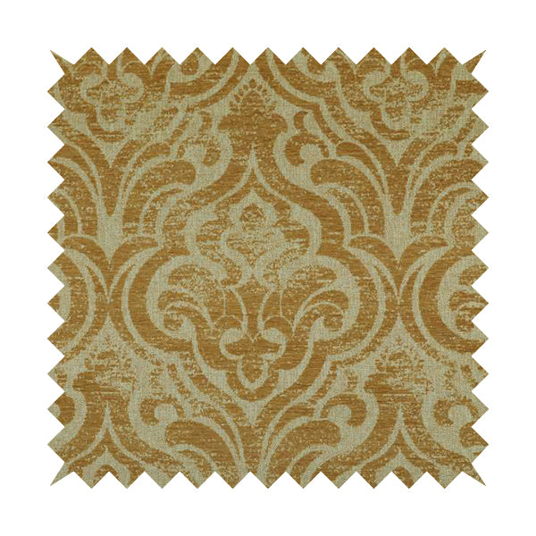 Olympos Mono Tone Faded Damask Pattern Orange Colour Chenille Upholstery Fabric CTR-871 - Made To Measure Curtains