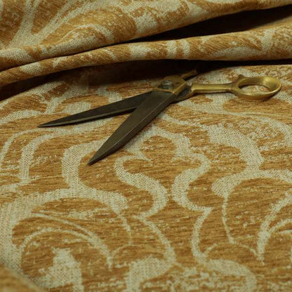 Olympos Mono Tone Faded Damask Pattern Orange Colour Chenille Upholstery Fabric CTR-871 - Roman Blinds