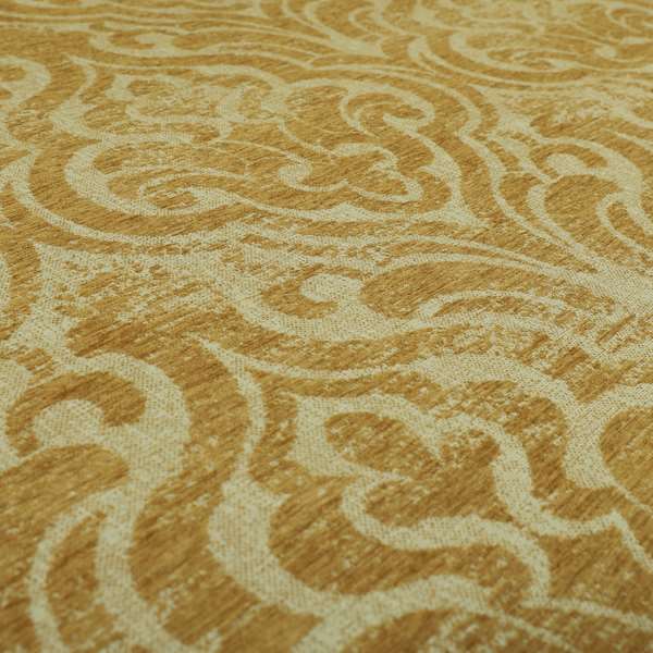 Olympos Mono Tone Faded Damask Pattern Orange Colour Chenille Upholstery Fabric CTR-871 - Made To Measure Curtains