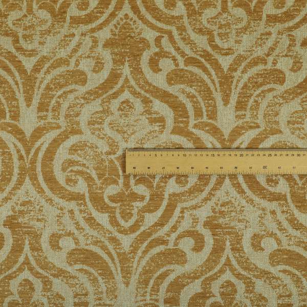 Olympos Mono Tone Faded Damask Pattern Orange Colour Chenille Upholstery Fabric CTR-871 - Made To Measure Curtains