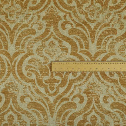 Olympos Mono Tone Faded Damask Pattern Orange Colour Chenille Upholstery Fabric CTR-871 - Made To Measure Curtains