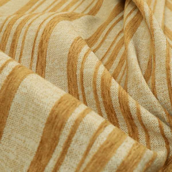 Olympos Mono Tone Faded Stripe Pattern Orange Colour Chenille Upholstery Fabric CTR-872 - Made To Measure Curtains